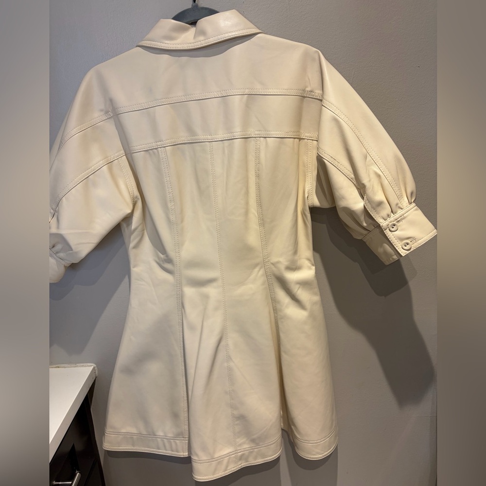 Aje Claire Pearl Cream Mini Leather Dress with Puff Sleeves - worn once! - Picture 6 of 7